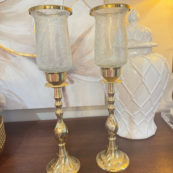 Vintage Accents Set Of 2vintage 7 Solid Brass Candle Holders With